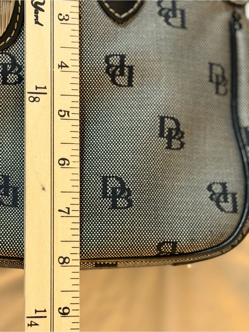 Dooney & Bourke Gray Monogram Jacquard Leather Satchel Purse Classic Preppy